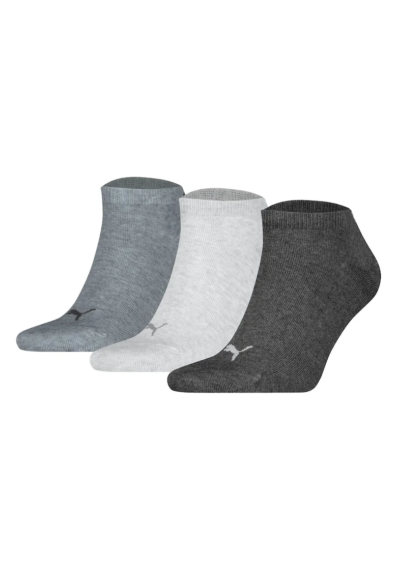 Set de sosete unisex pana la glezna cu imprimeu logo - 3 perechi, Gri