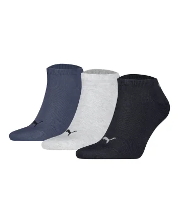 Set de sosete unisex pana la glezna cu imprimeu logo - 3 perechi, Gri/Albastru
