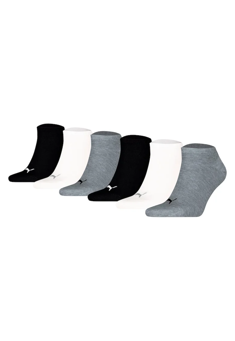 Set de sosete unisex pana la glezna - 6 perechi, Alb/Negru/Gri