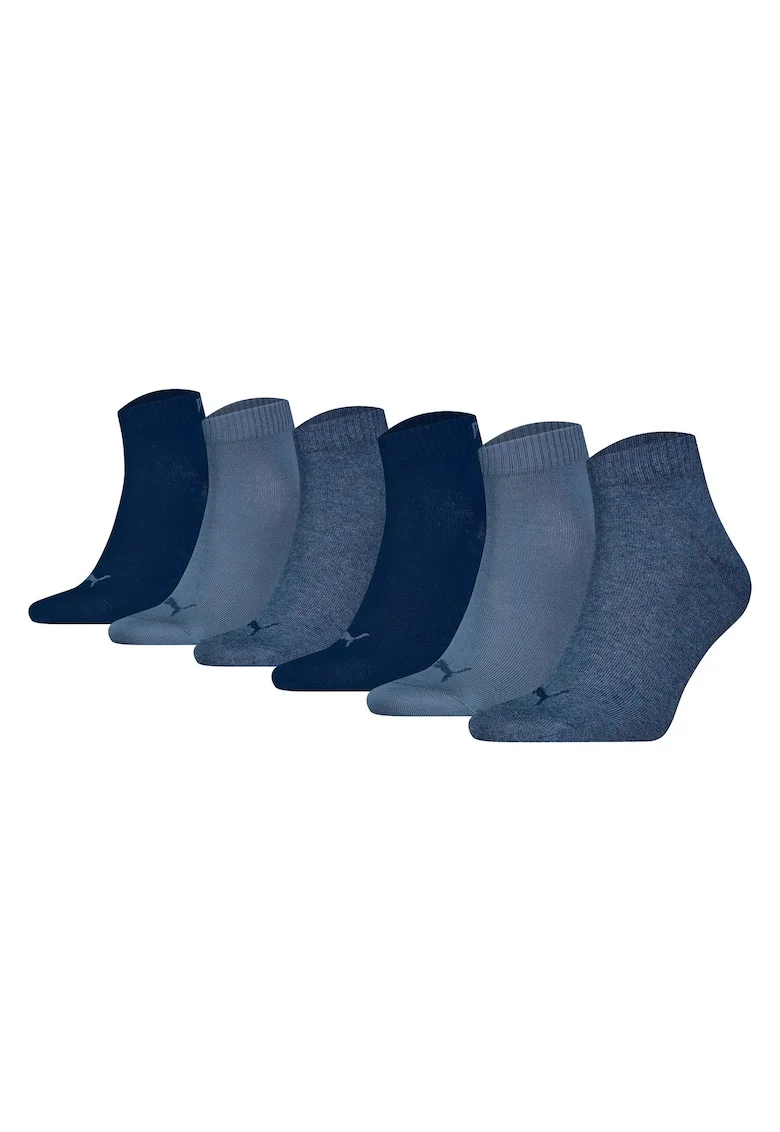 Set de sosete scurte unisex cu logo - 6 perechi, Albastru
