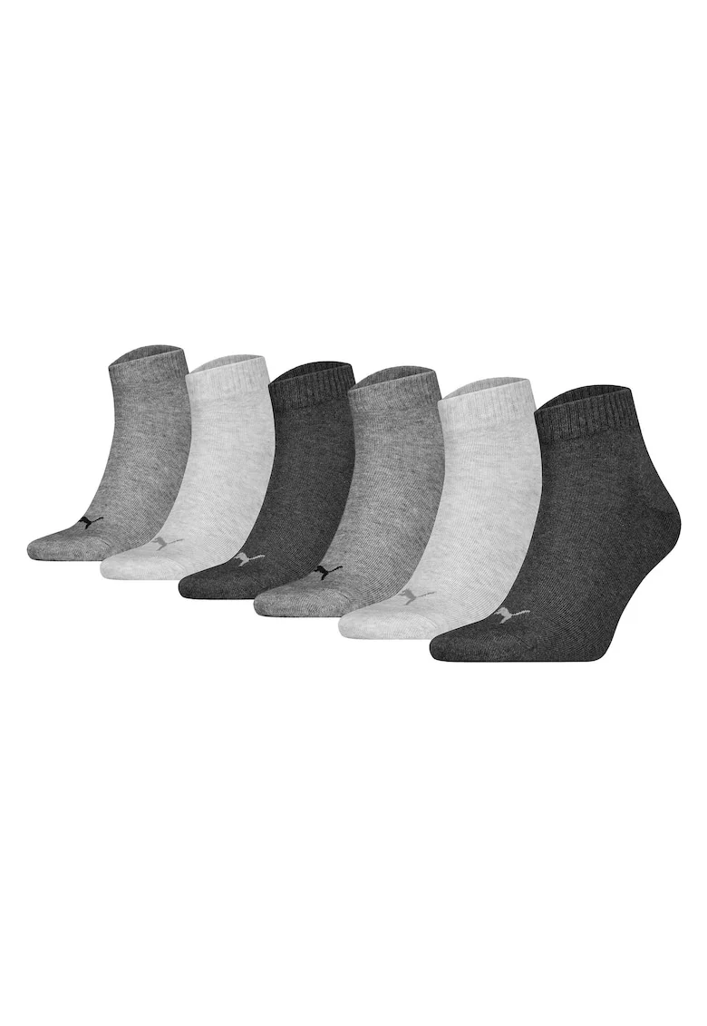 Set de sosete scurte unisex cu logo - 6 perechi, Gri