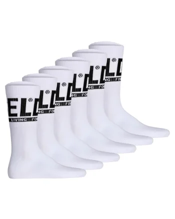 Set de sosete lungi cu logo - 6 perechi, Alb