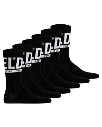 Set de sosete lungi cu logo - 6 perechi, Negru