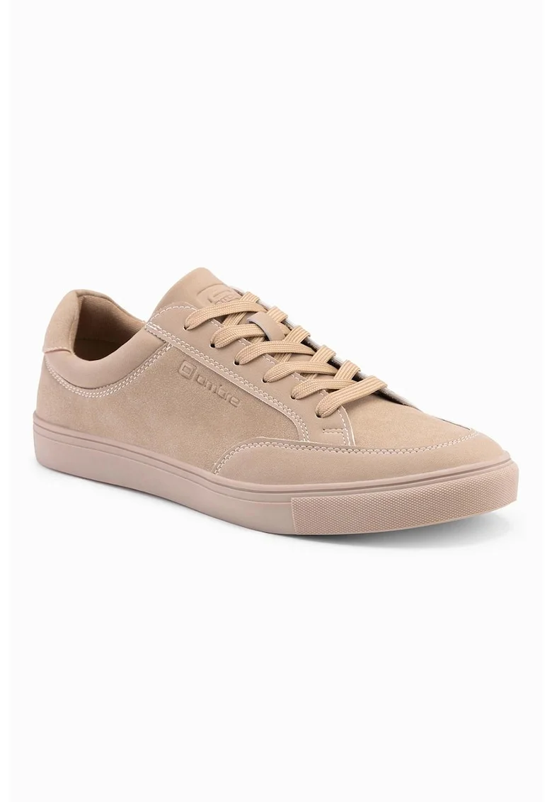 Pantofi sport din piele ecologica cu garnituri din piele intoarsa ecologica, Bej