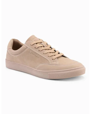 Pantofi sport din piele ecologica cu garnituri din piele intoarsa ecologica, Bej