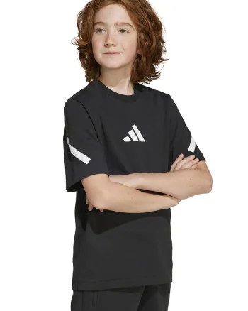 Tricou cu logo pe piept ZNE, Alb/Negru