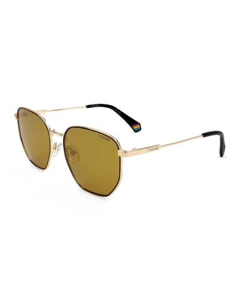 Ochelari de soare aviator unisex cu lentile polarizate, Auriu, Negru