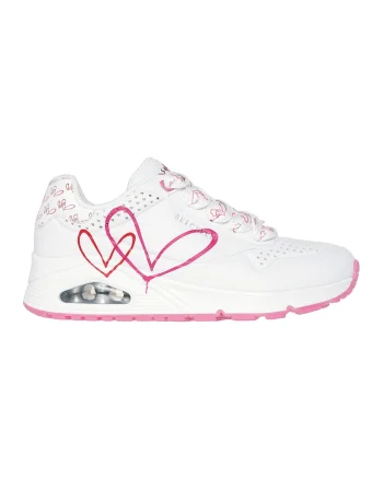 Pantofi sport din piele ecologica cu talpa wedge Twin Hearts, Alb/Fucsia