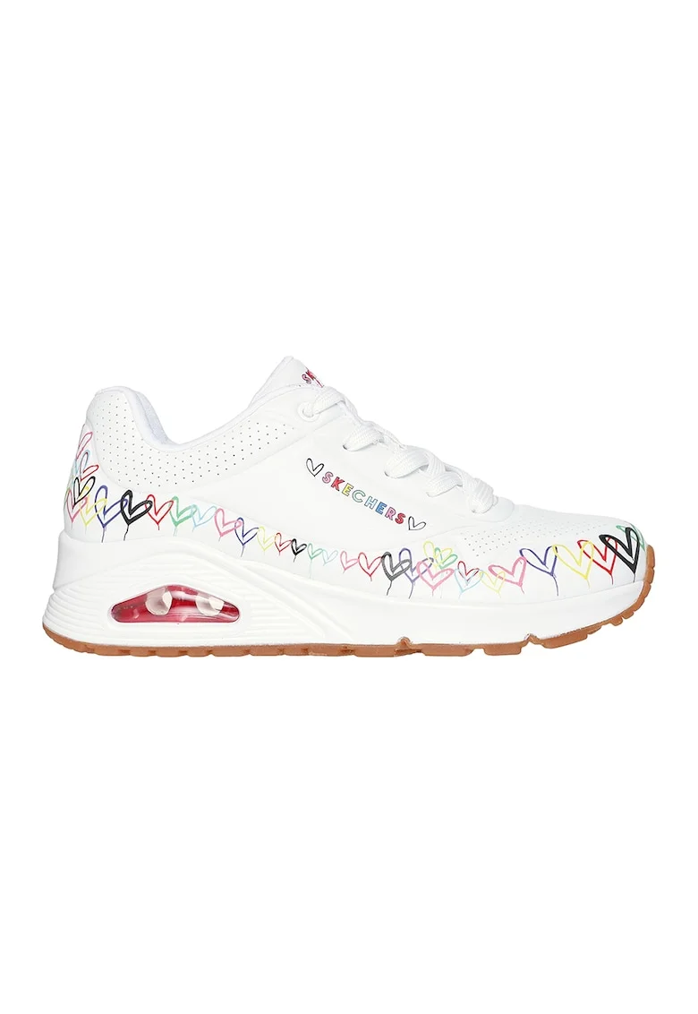 Pantofi sport din piele ecologica cu model Uno, Alb/Multicolor