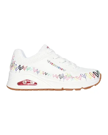 Pantofi sport din piele ecologica cu model Uno, Alb/Multicolor