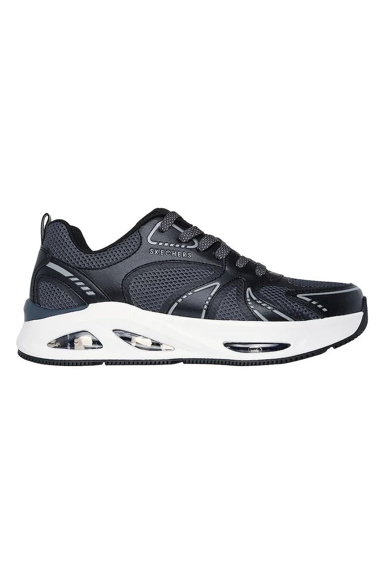 Pantofi sport din plasa cu garnituri din piele ecologica Uno Ego, Negru/Gri antracit