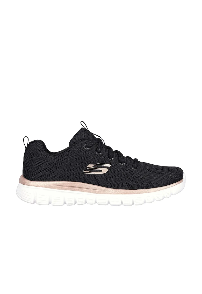 Pantofi sport din plasa tricotata Graceful Get Connected, Negru/Roz