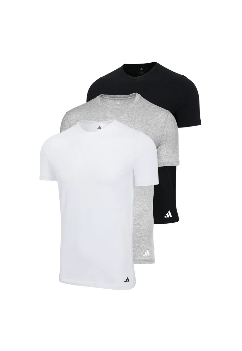 Set de tricouri cu logo - 3 piese, Alb/Negru/Gri