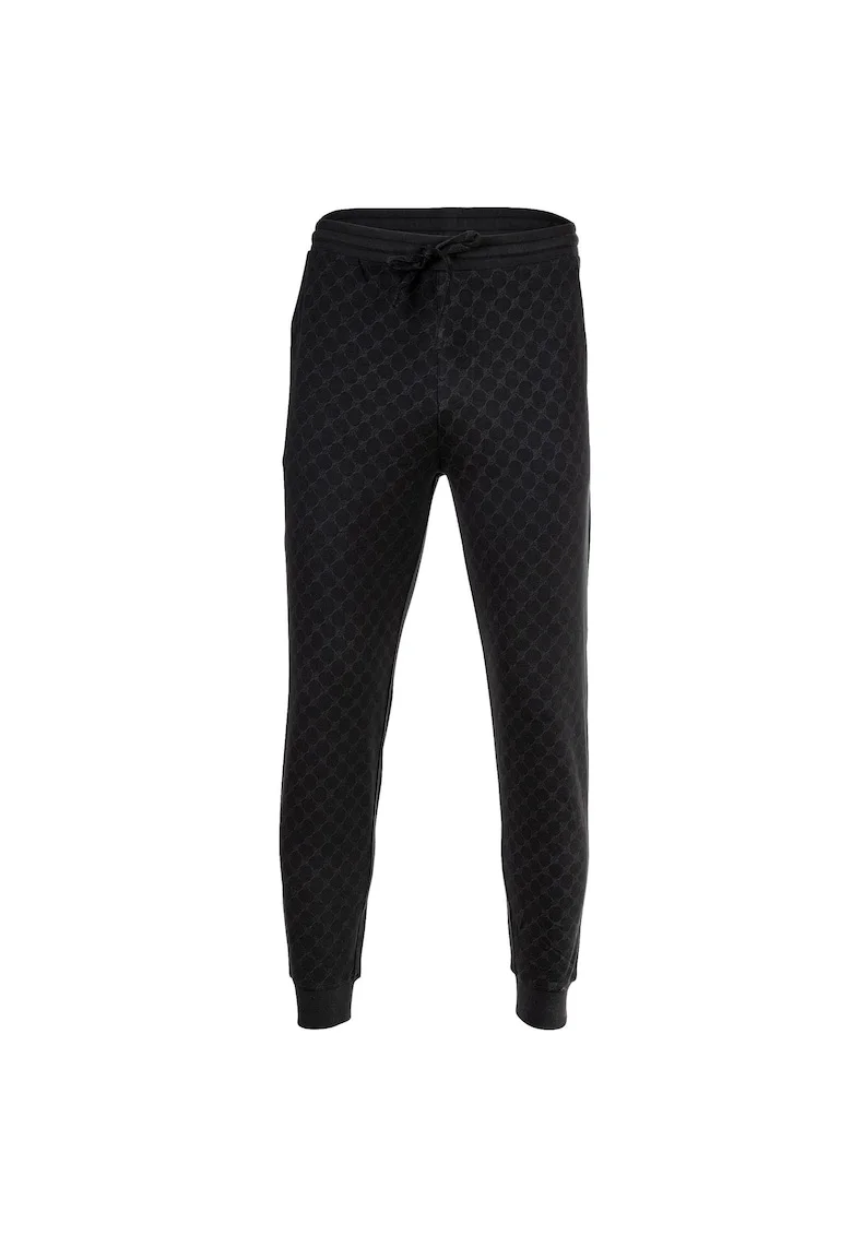 Pantaloni sport in carouri cu snur, Negru