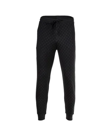 Pantaloni sport in carouri cu snur, Negru