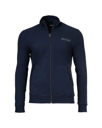 Bluza de trening cu fermoar si logo, Albastru