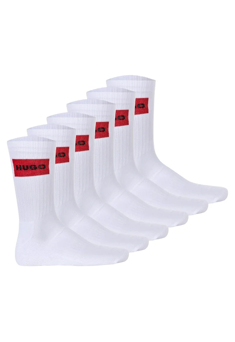 Set de sosete din amestec de bumbac cu logo - 6 perechi, Alb