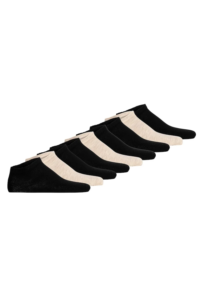 Set de sosete unisex din amestec de bumbac - 9 perechi, Negru/Bej