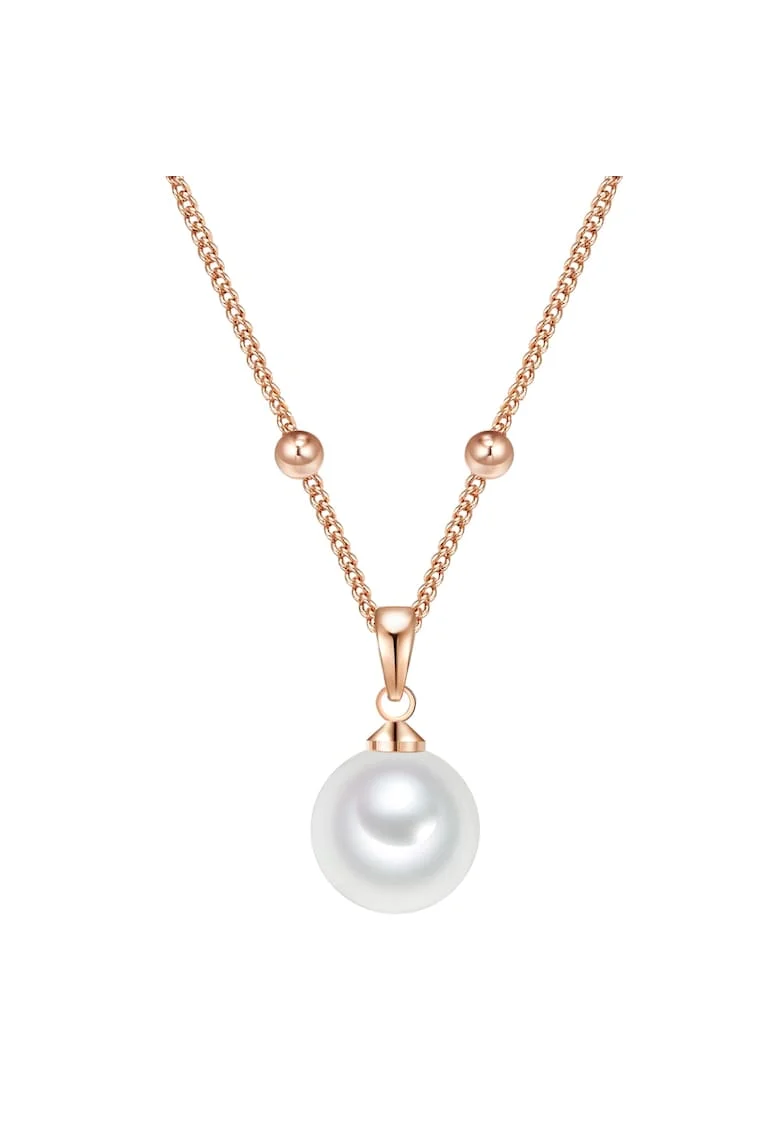 Colier placat cu aur de 14K si decorat cu perle sintetice, Auriu, Auriu rose