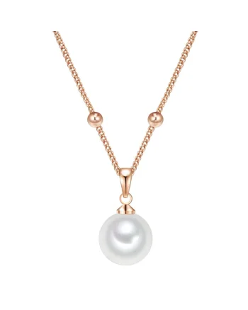 Colier placat cu aur de 14K si decorat cu perle sintetice, Auriu, Auriu rose