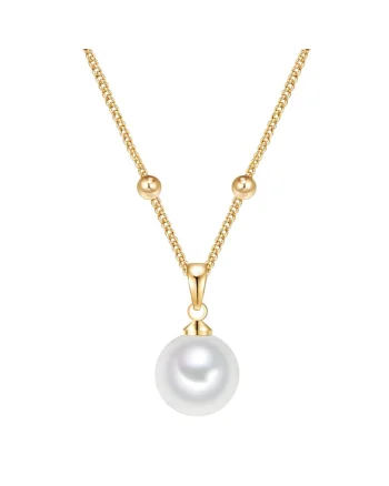 Colier placat cu aur de 14K si decorat cu perle sintetice, Auriu, Auriu