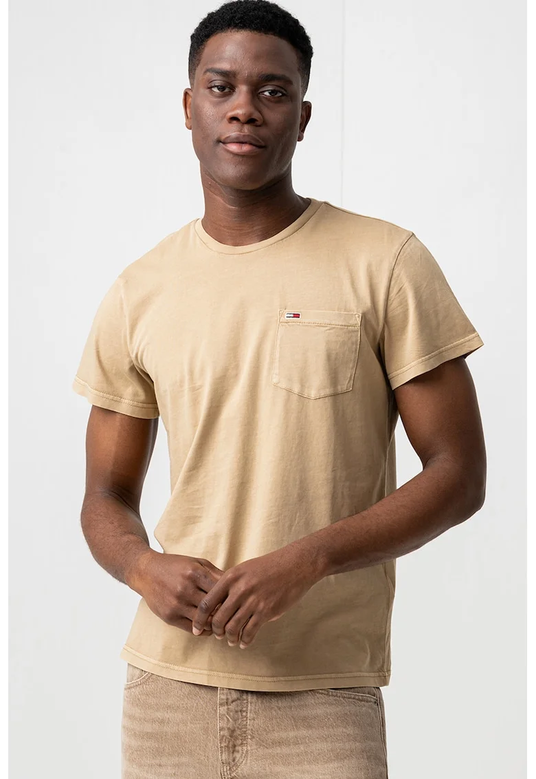 Tricou slim-fit cu decolteu la baza gatului