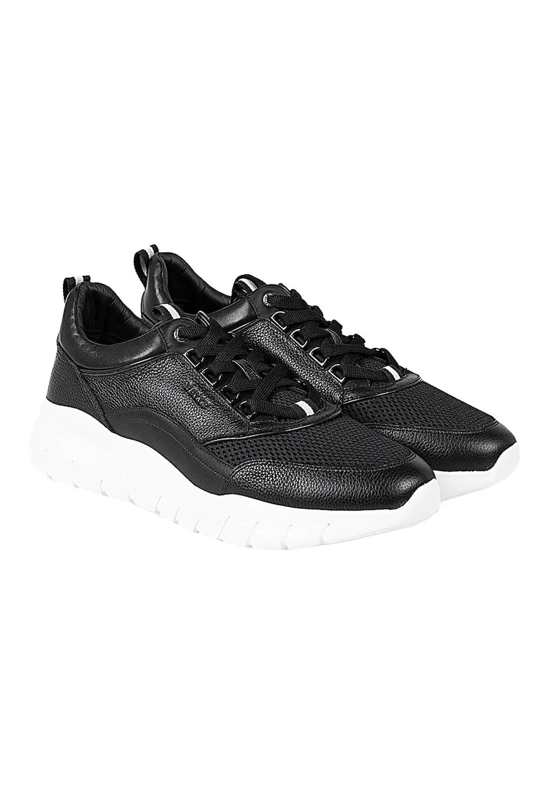 Pantofi sport din piele cu insertii textile,