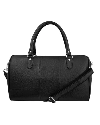 Geanta duffle din piele cu bareta ajustabila, Negru