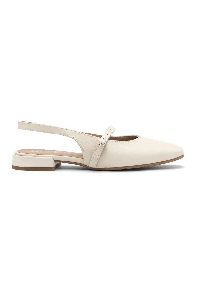 Pantofi slingback din piele intoarsa, Crem