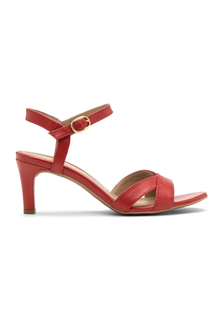 Sandale din piele cu toc Gwen, Rosu/Caramel