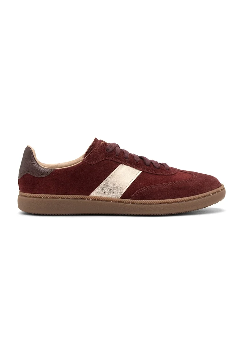 Pantofi sport din piele intoarsa si piele ecologica Marcella, Visiniu/Bej/Caramel