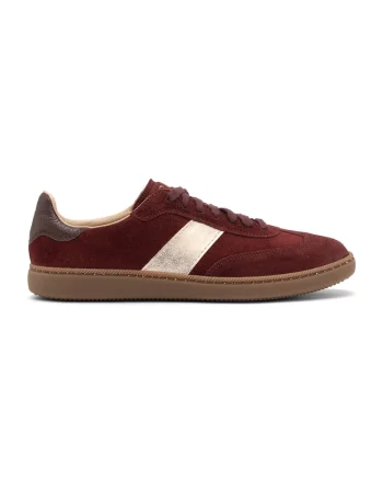 Pantofi sport din piele intoarsa si piele ecologica Marcella, Visiniu/Bej/Caramel