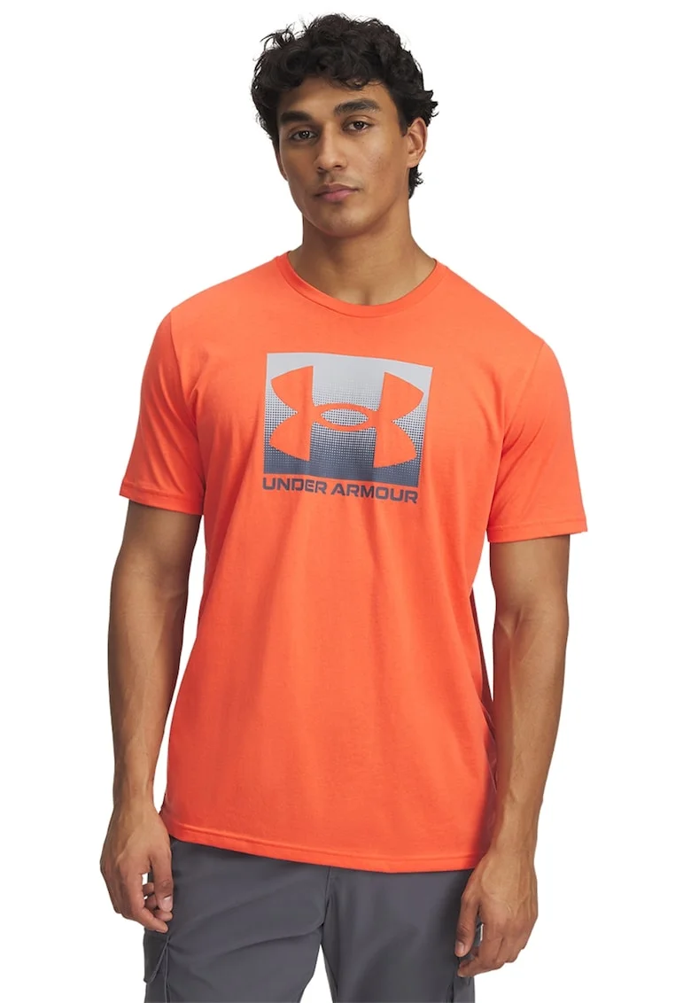 Tricou lejer cu logo Boxed, Gri/Portocaliu