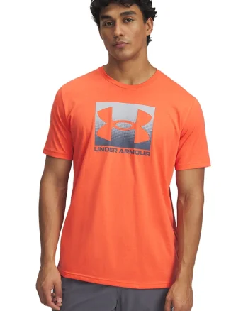 Tricou lejer cu logo Boxed, Gri/Portocaliu