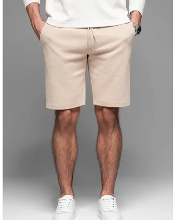 Pantaloni scurti cu snur, Maro taupe deschis