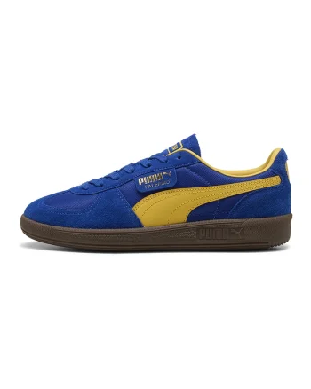 Pantofi sport din piele intoarsa cu garnituri din material textil, Galben/Albastru royal