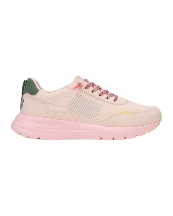 Pantofi sport din material textil, Verde inchis/Piersica