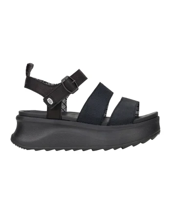Sandale cu talpa wedge si catarama, Negru