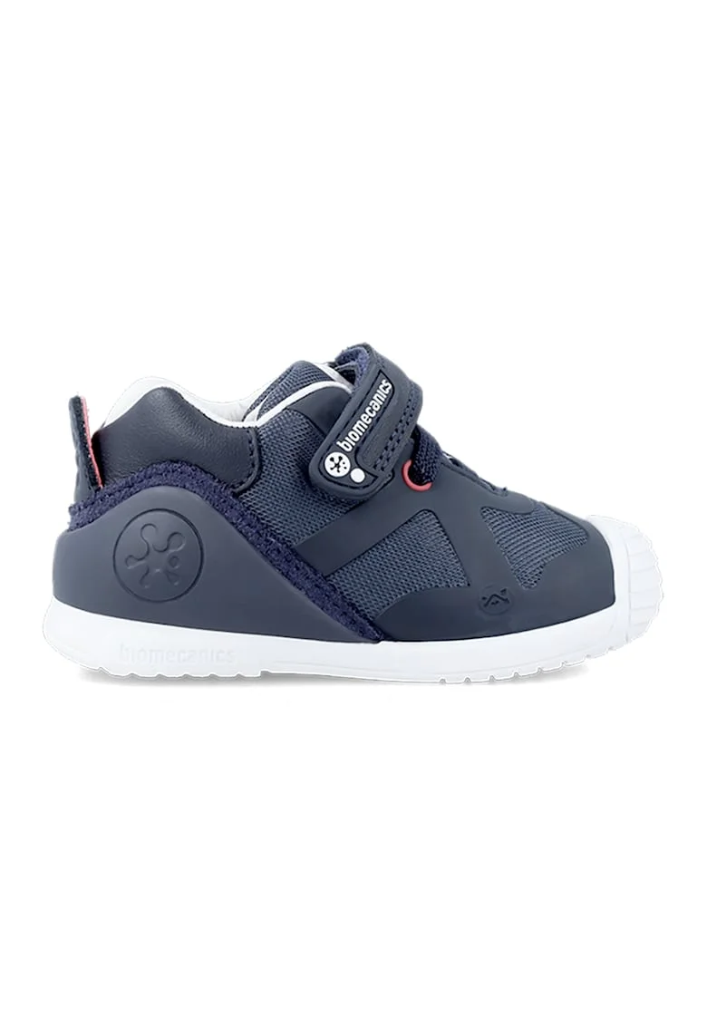 Pantofi sport cu talpa wedge si inchidere velcro, Alb/Coral/Bleumarin