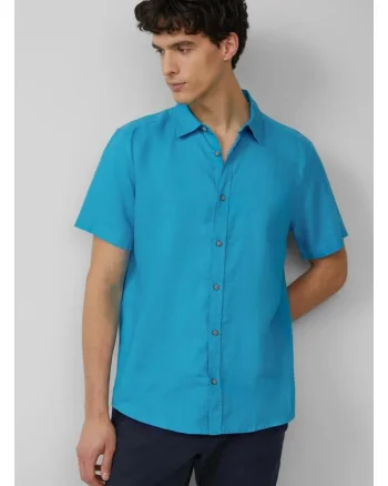 Camasa usoara cu maneca scurta,barbati, din 100% in, Regular fit, Turcoaz