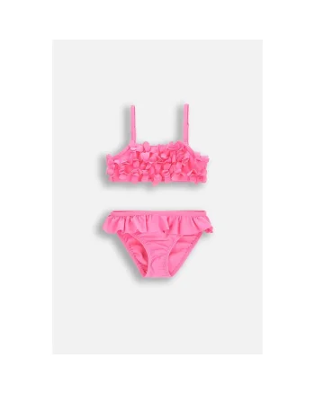 Costum de baie din doua piese, cu volane decorative