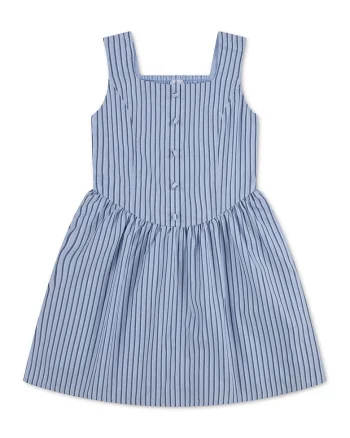 Rochie evazata cu dungi, Albastru deschis/Albastru petrol