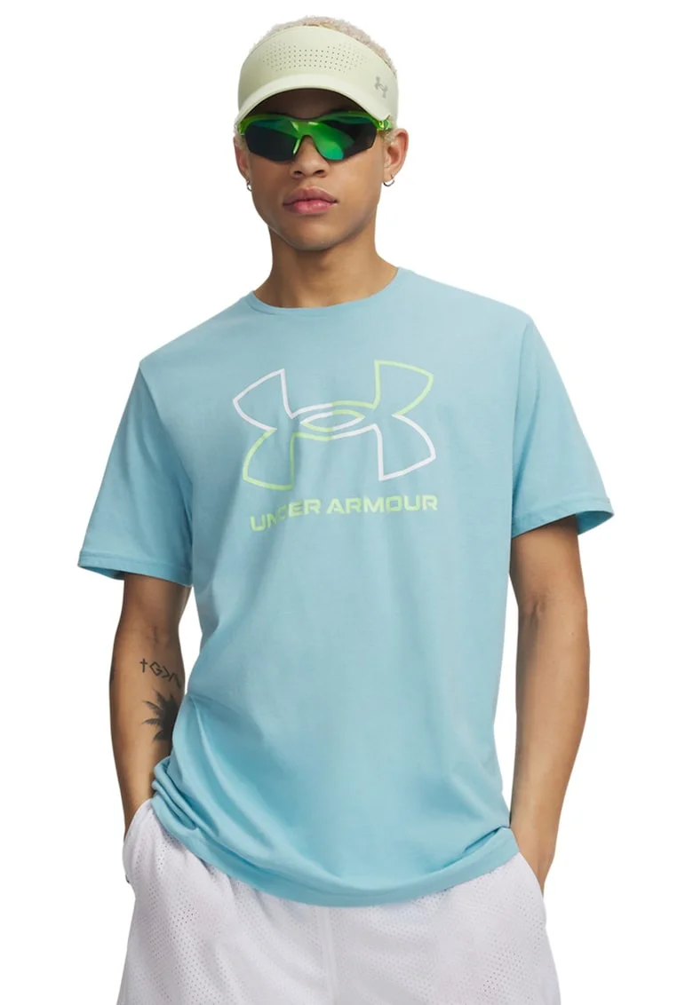 Tricou lejer Foundation, Alb/Albastru pastel/Verde lime