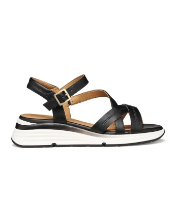 Sandale wedge din piele ecologica, Negru