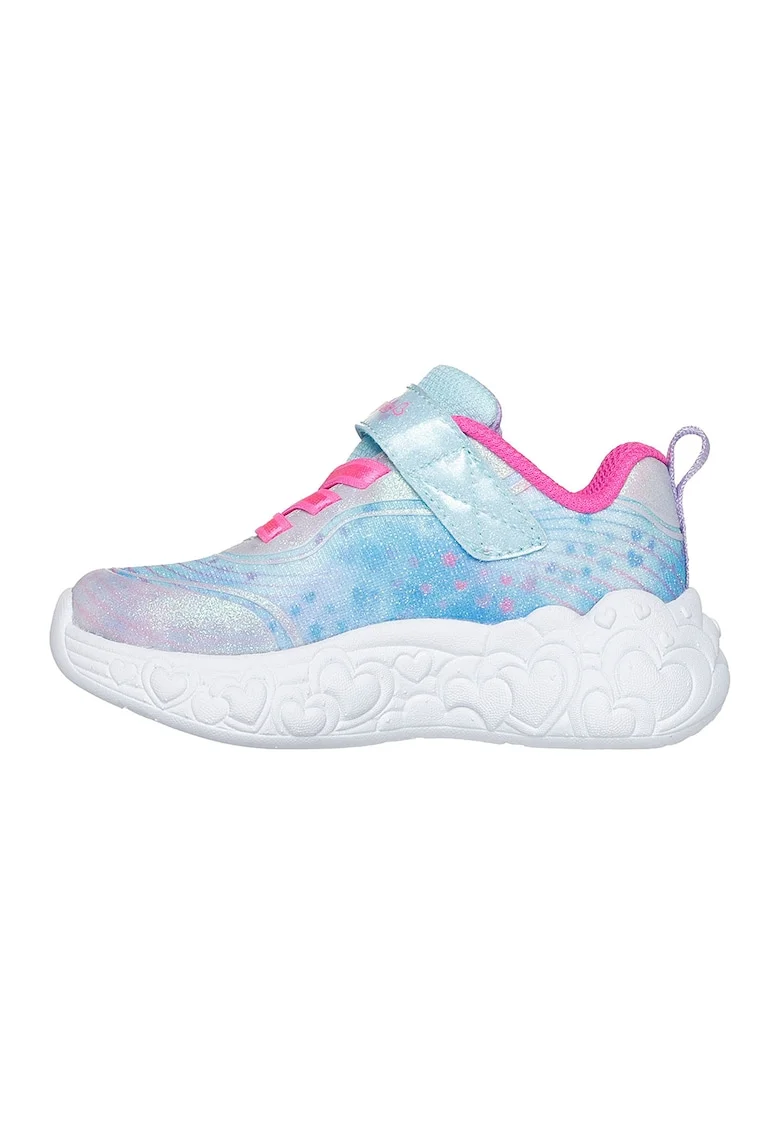 Pantofi sport cu model si aspect stralucitor, Roz pastel/Albastru deschis