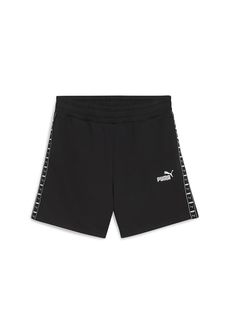Pantaloni scurti din amestec de bumbac cu benzi laterale cu logo, Negru