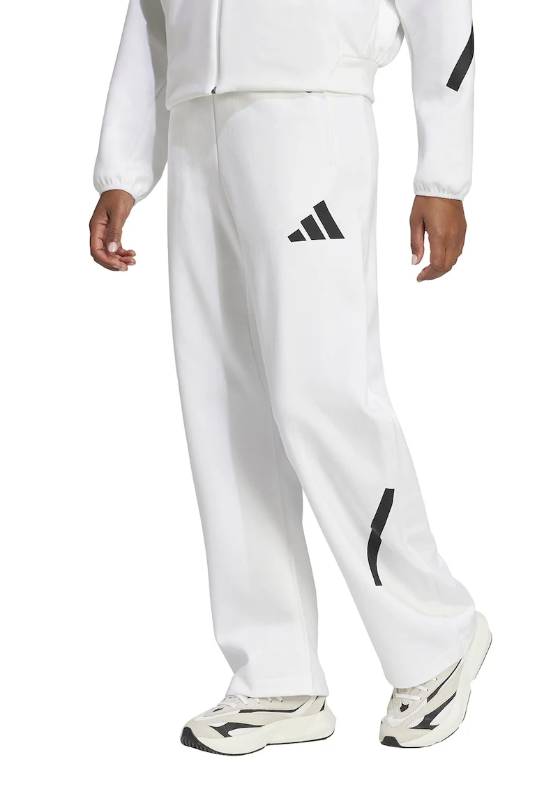 Pantaloni de trening lejeri cu buzunare cu fermoar Z.N.E. Bar, Alb/Negru stins