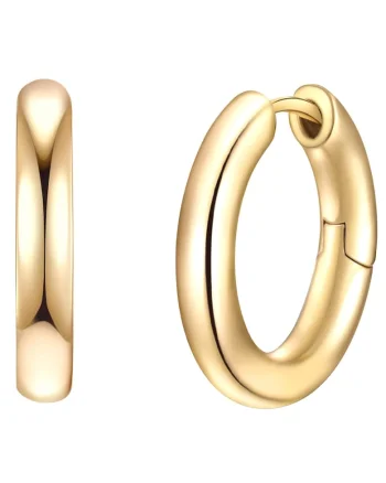 Cercei rotunzi de aur rose de 14K filat, Auriu