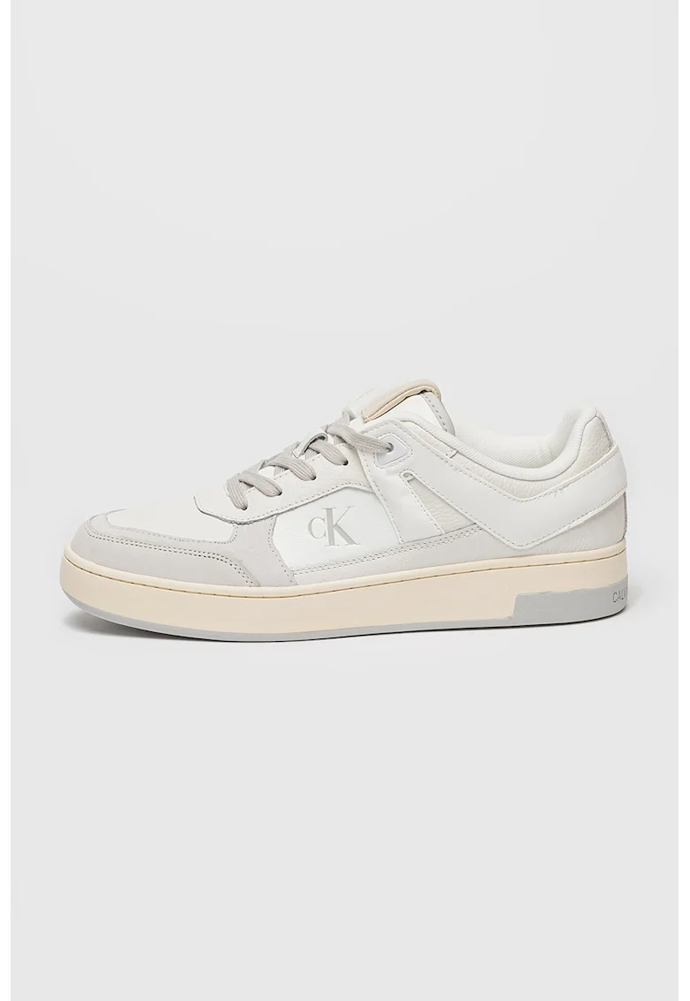 Pantofi sport din piele Basket Cup, Alb/Maro taupe deschis