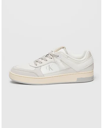 Pantofi sport din piele Basket Cup, Alb/Maro taupe deschis